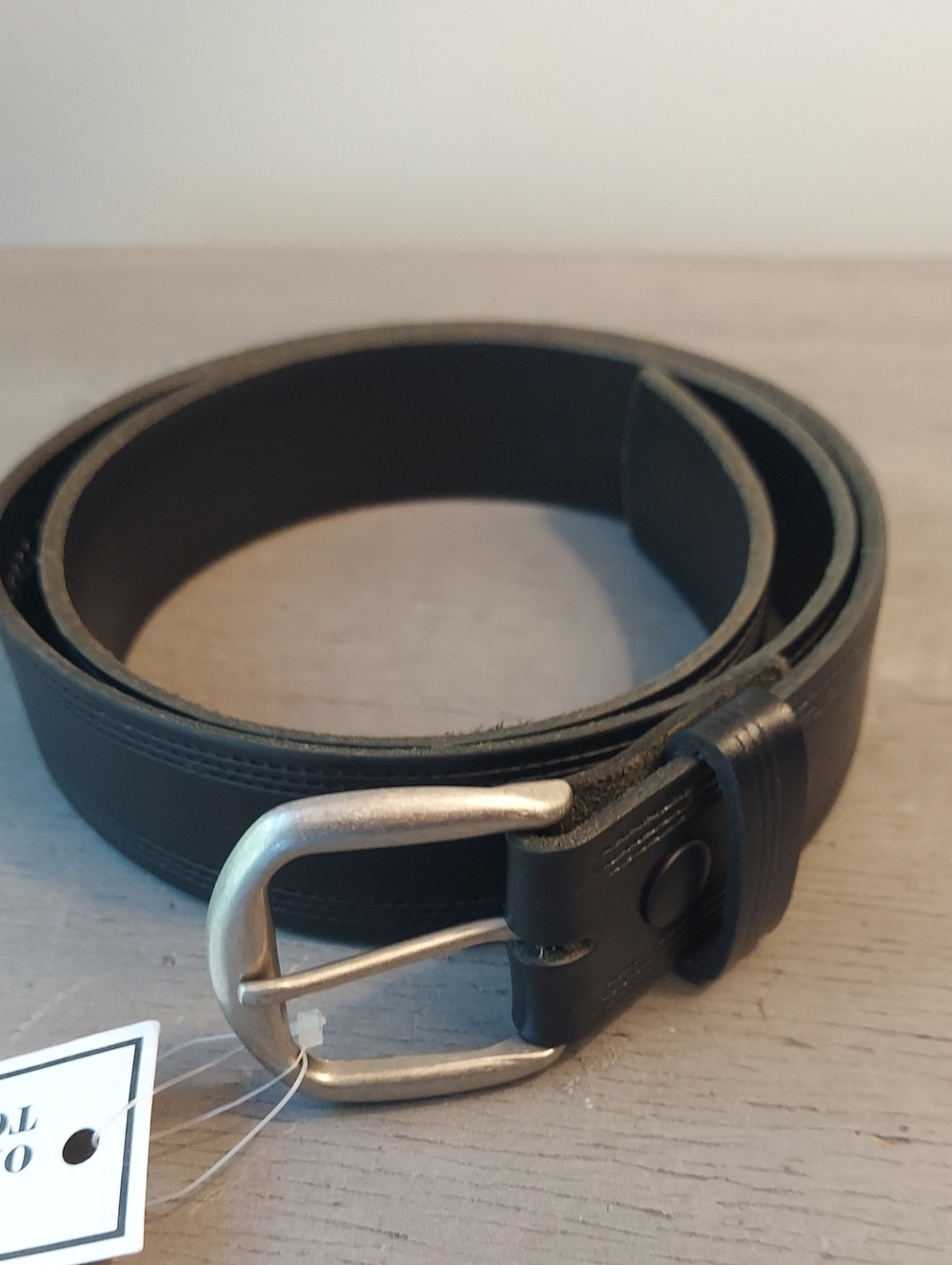 NWT Made in USA Black Top Grain Leather Belt Size 38